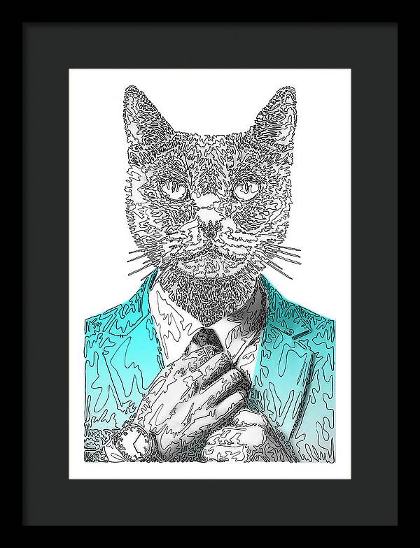 CYAN Cool Cat - Framed Print