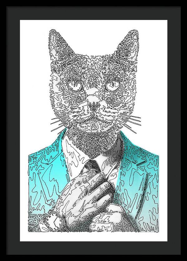 CYAN Cool Cat - Framed Print