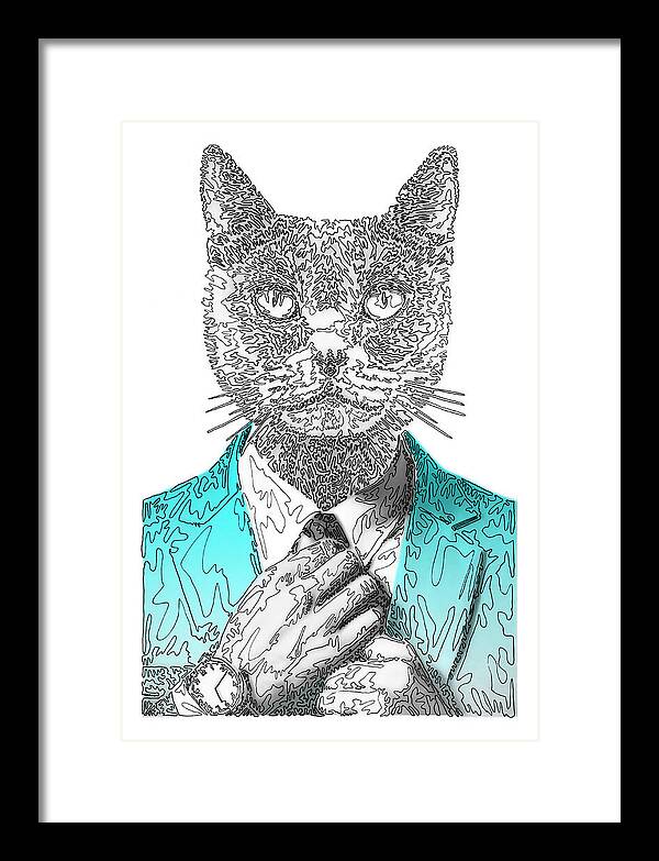 CYAN Cool Cat - Framed Print