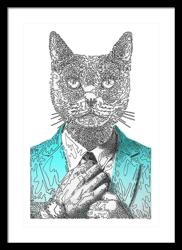 CYAN Cool Cat - Framed Print