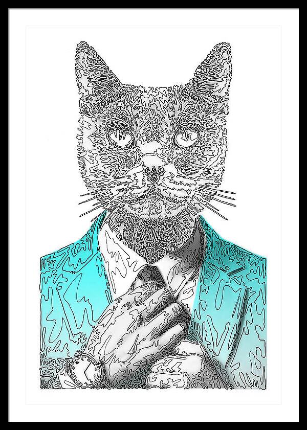 CYAN Cool Cat - Framed Print