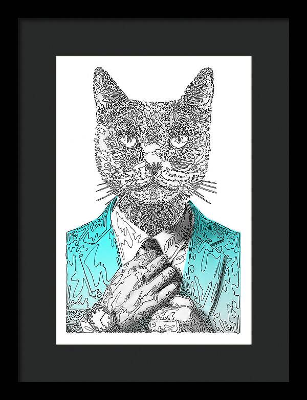 CYAN Cool Cat - Framed Print