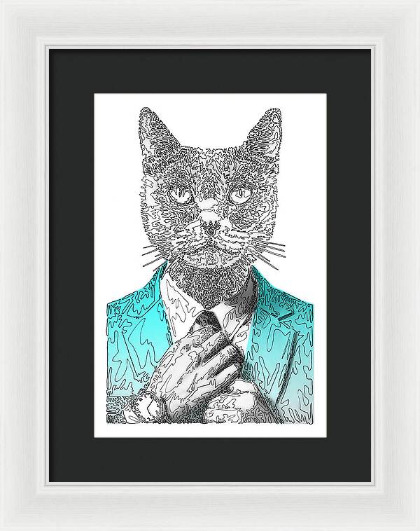 CYAN Cool Cat - Framed Print