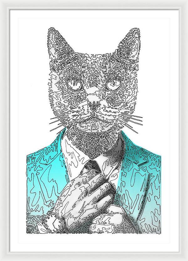 CYAN Cool Cat - Framed Print