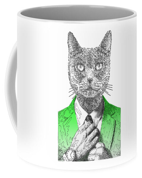 GREEN Cool Cat - Mug