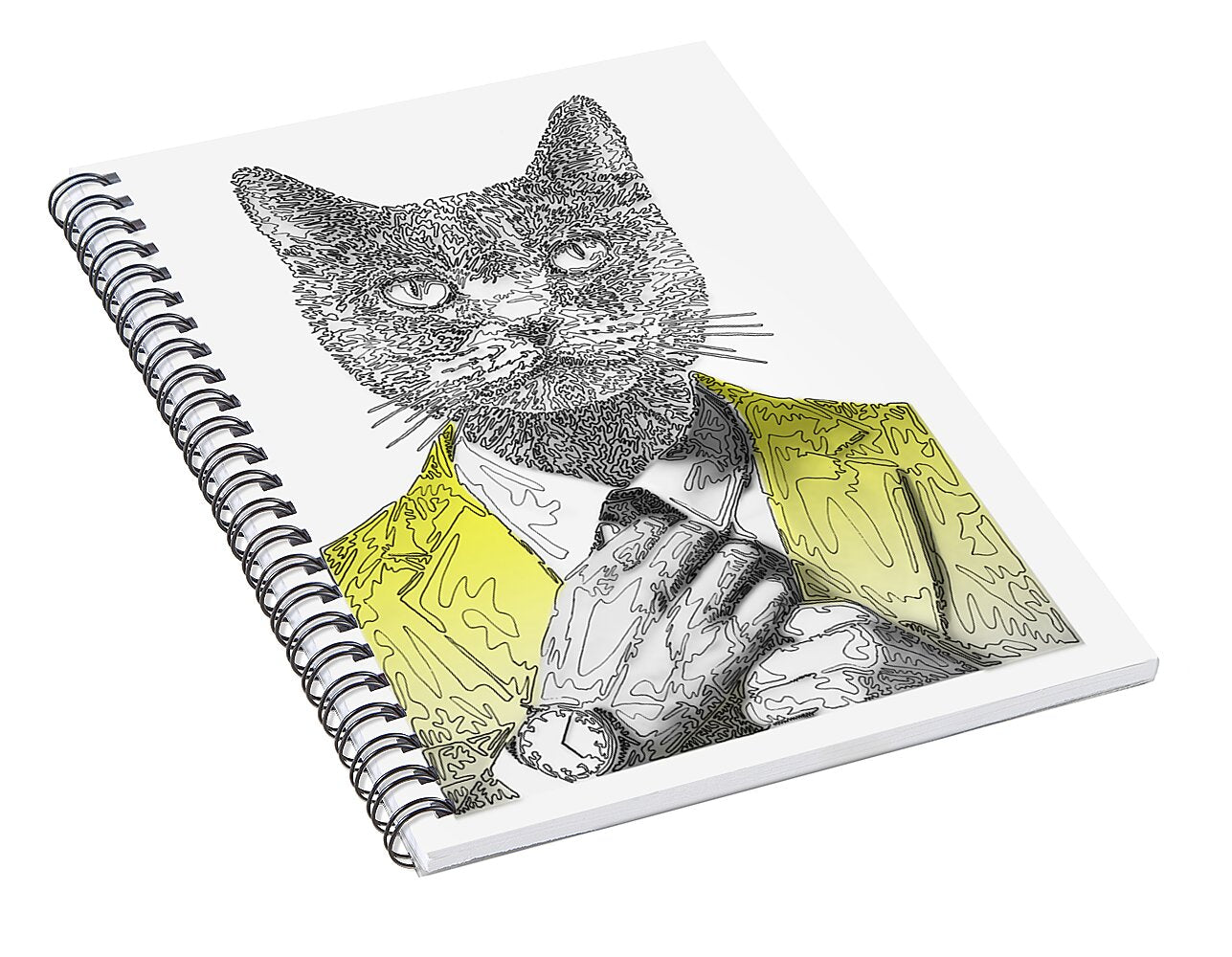 YELLOW Cool Cat - Spiral Notebook