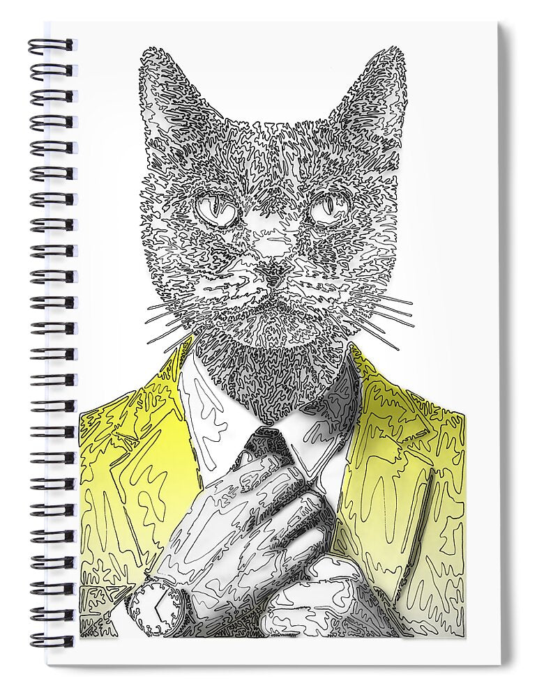 YELLOW Cool Cat - Spiral Notebook