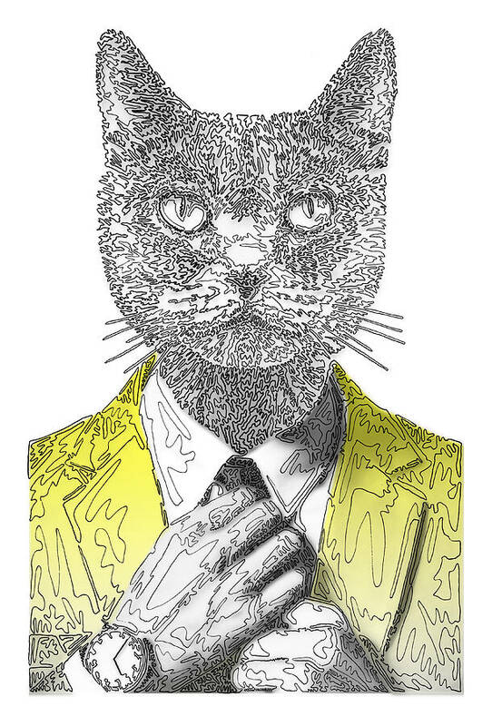YELLOW Cool Cat - Art Print