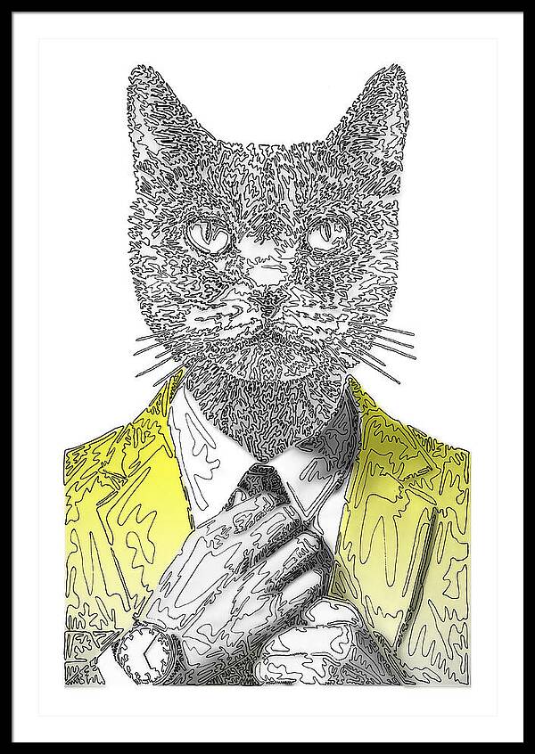 YELLOW Cool Cat - Framed Print