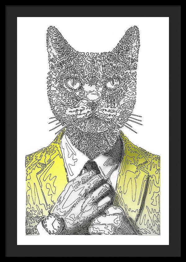 YELLOW Cool Cat - Framed Print