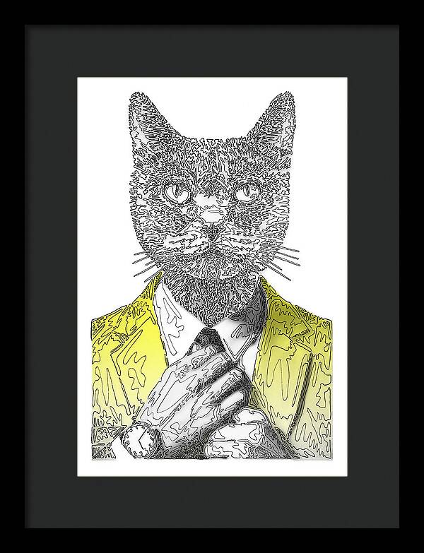 YELLOW Cool Cat - Framed Print
