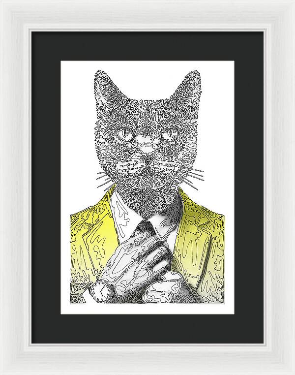 YELLOW Cool Cat - Framed Print
