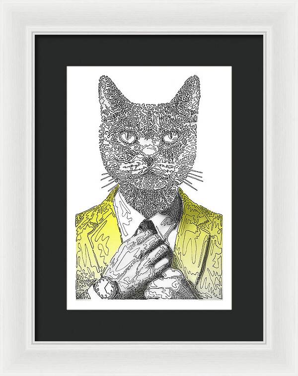 YELLOW Cool Cat - Framed Print