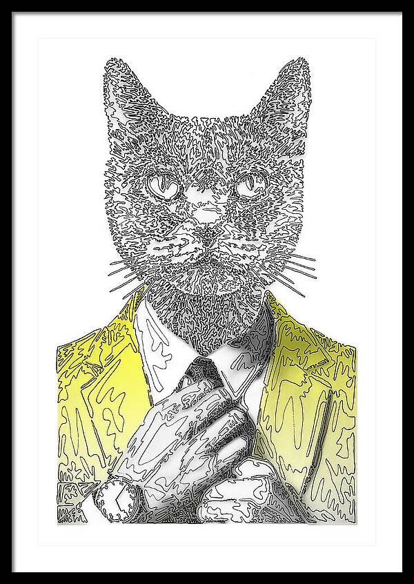 YELLOW Cool Cat - Framed Print