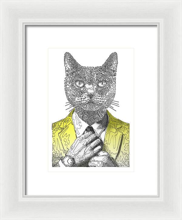 YELLOW Cool Cat - Framed Print