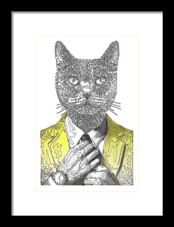 YELLOW Cool Cat - Framed Print