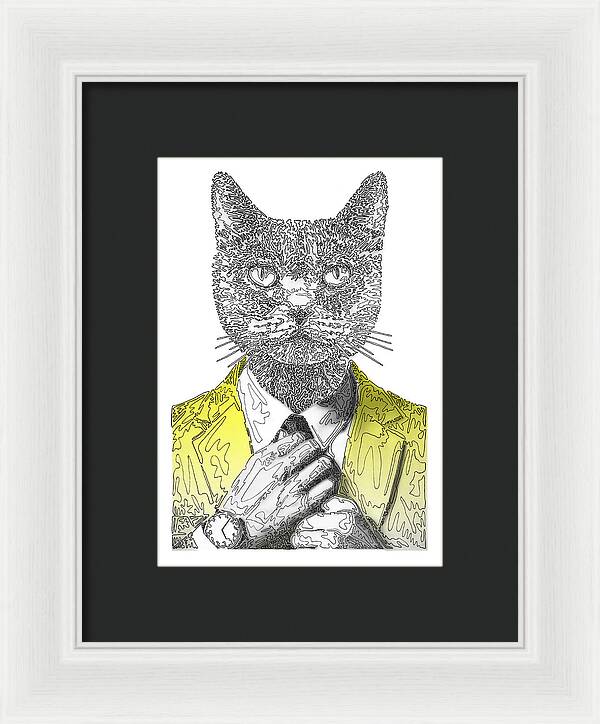 YELLOW Cool Cat - Framed Print
