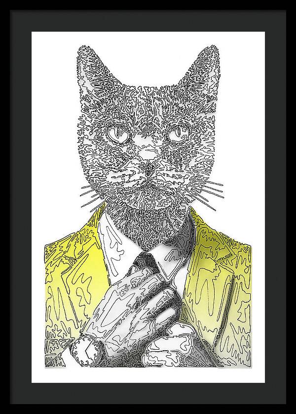 YELLOW Cool Cat - Framed Print