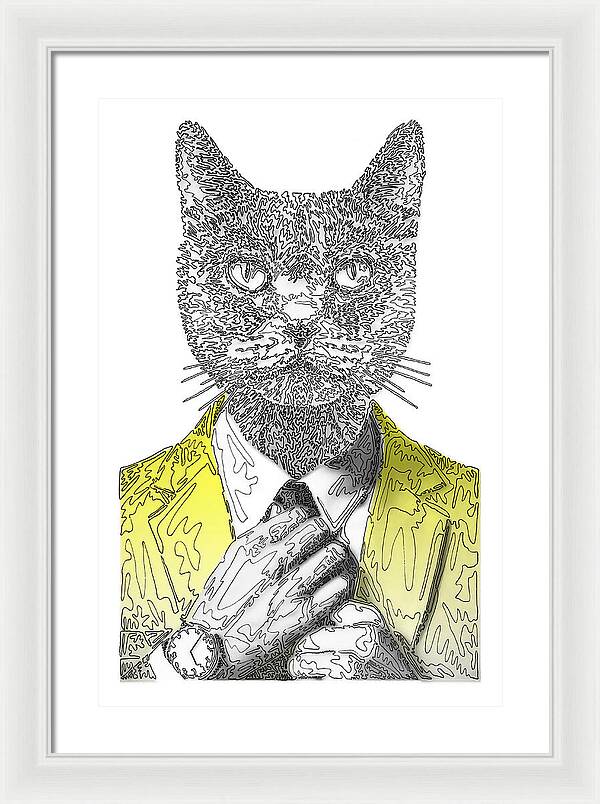 YELLOW Cool Cat - Framed Print