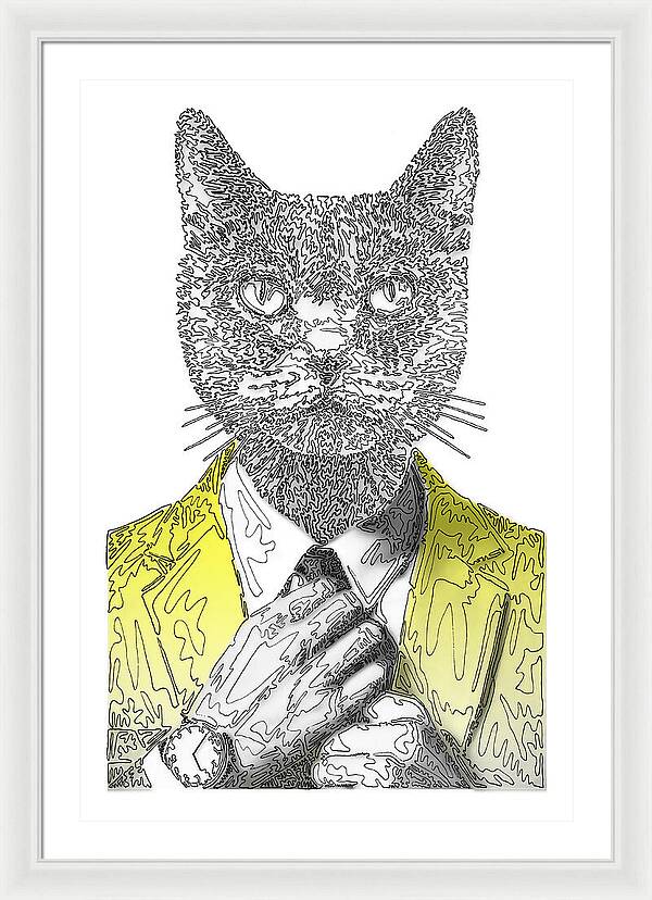 YELLOW Cool Cat - Framed Print