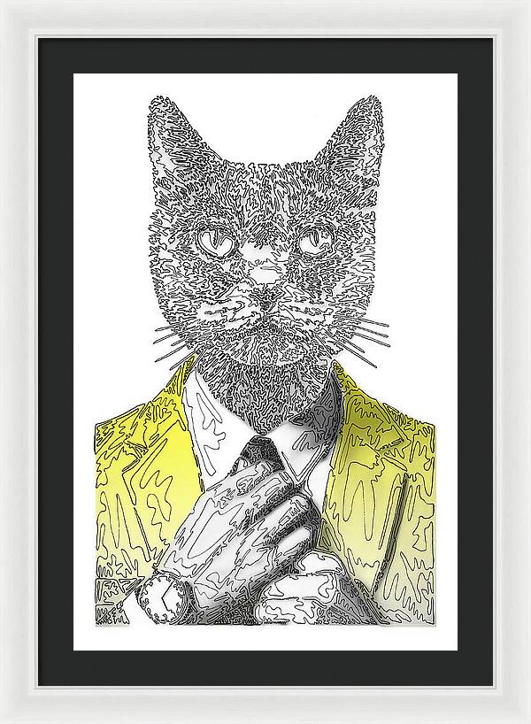 YELLOW Cool Cat - Framed Print