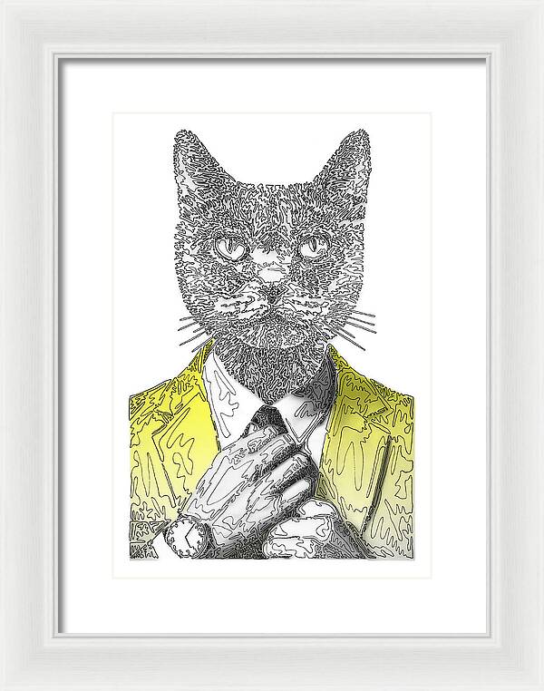 YELLOW Cool Cat - Framed Print