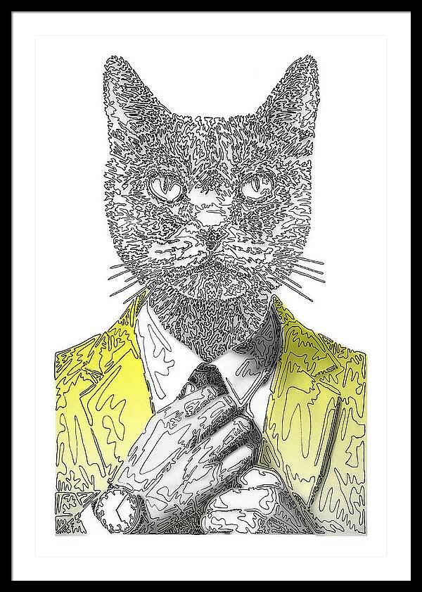 YELLOW Cool Cat - Framed Print