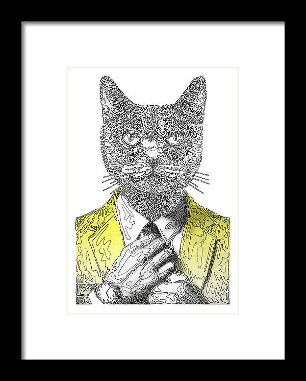 YELLOW Cool Cat - Framed Print
