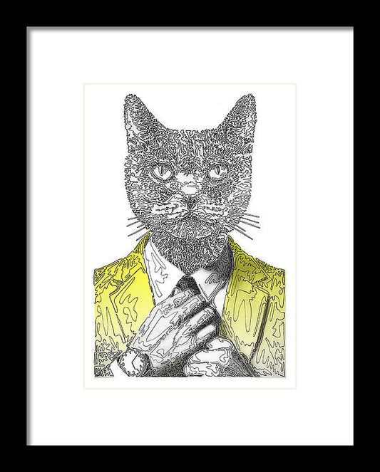 YELLOW Cool Cat - Framed Print