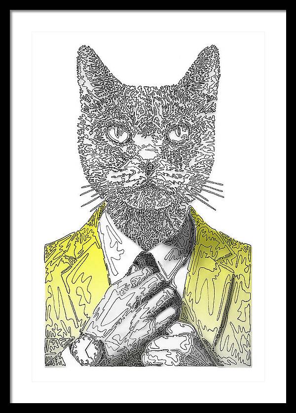 YELLOW Cool Cat - Framed Print