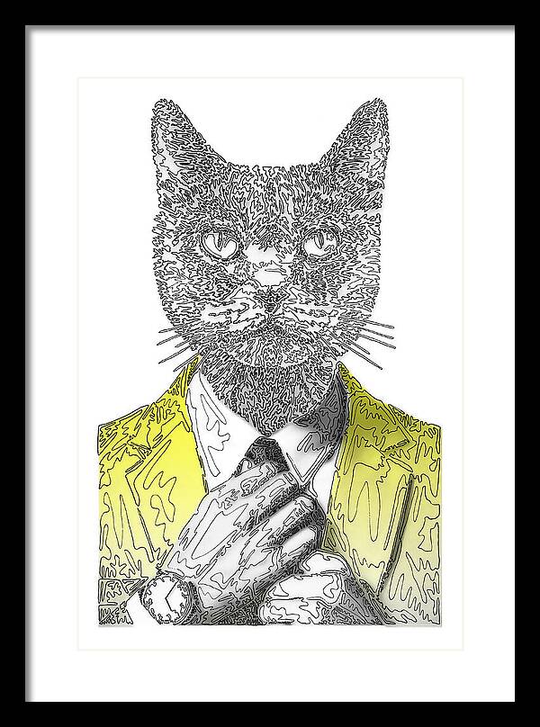 YELLOW Cool Cat - Framed Print