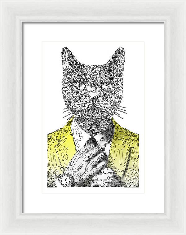 YELLOW Cool Cat - Framed Print
