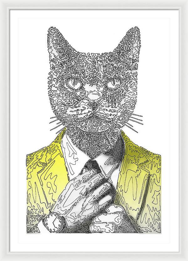 YELLOW Cool Cat - Framed Print