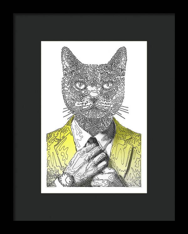 YELLOW Cool Cat - Framed Print