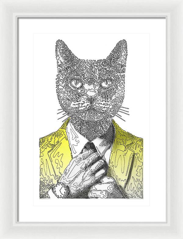 YELLOW Cool Cat - Framed Print