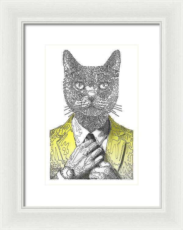 YELLOW Cool Cat - Framed Print