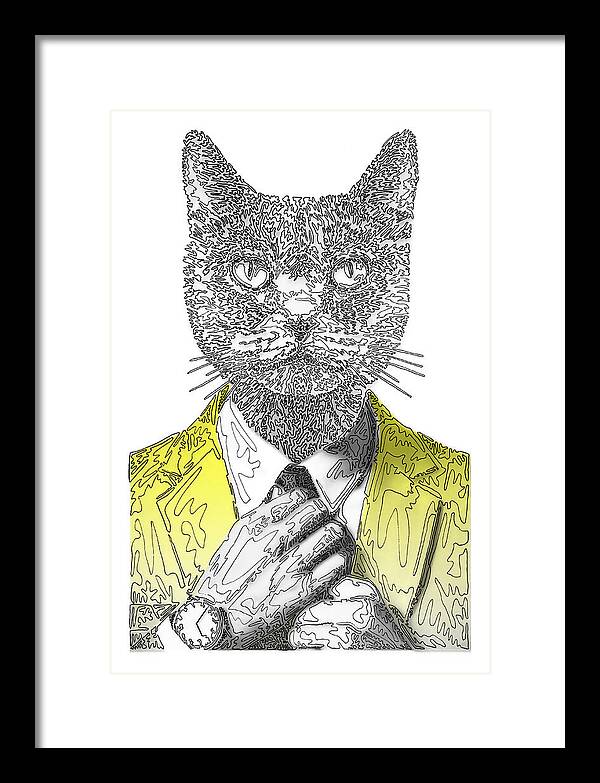 YELLOW Cool Cat - Framed Print