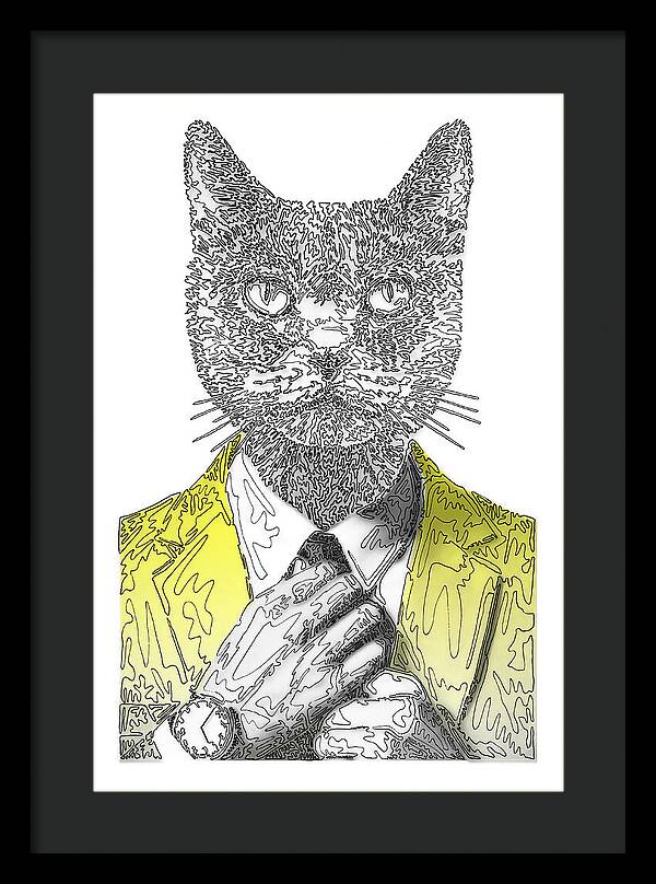 YELLOW Cool Cat - Framed Print