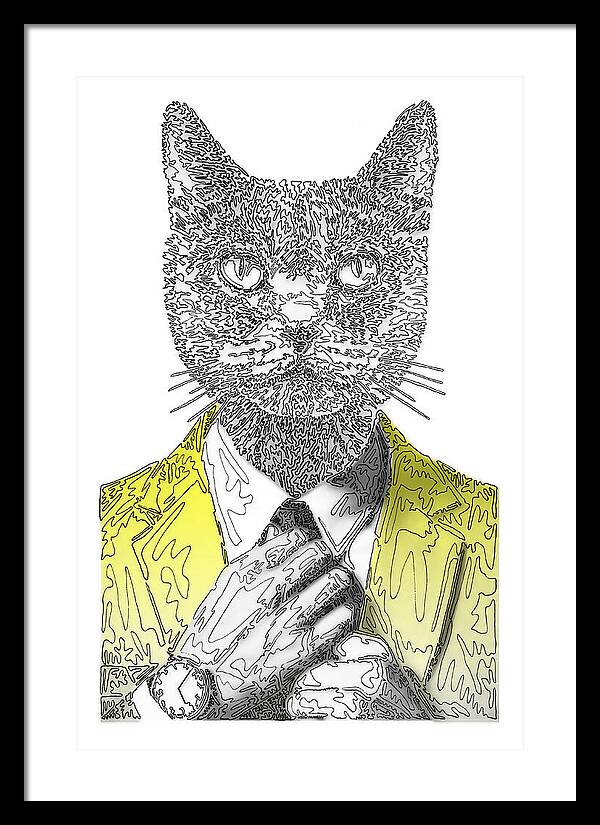 YELLOW Cool Cat - Framed Print