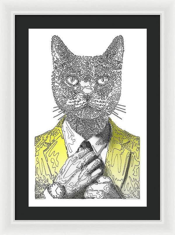 YELLOW Cool Cat - Framed Print