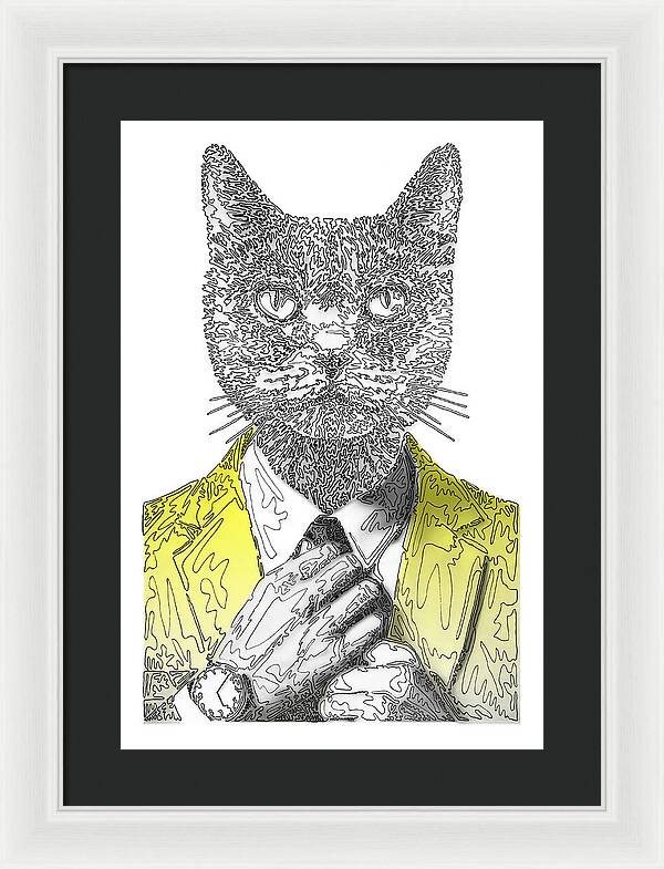 YELLOW Cool Cat - Framed Print