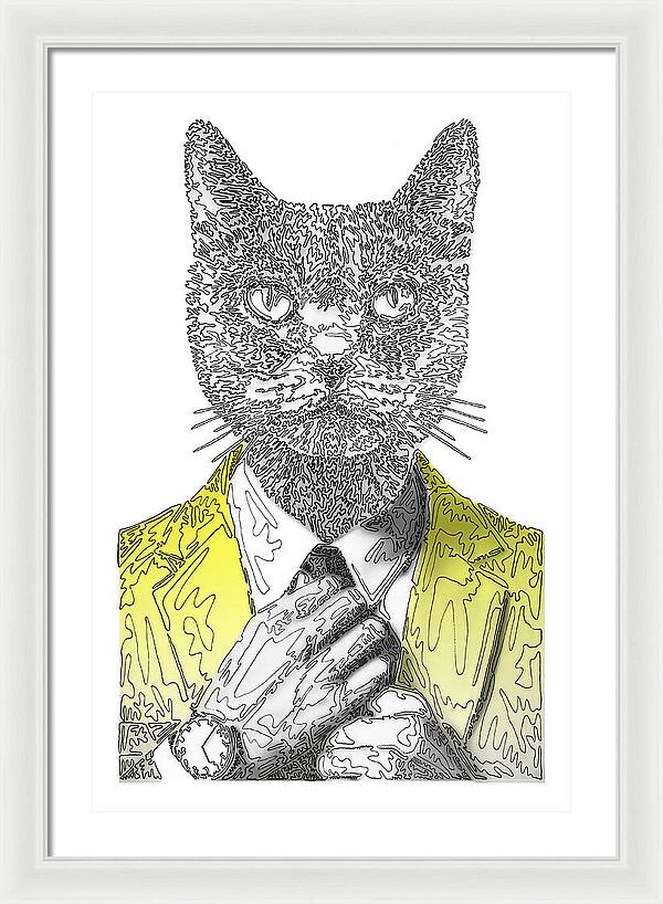 YELLOW Cool Cat - Framed Print