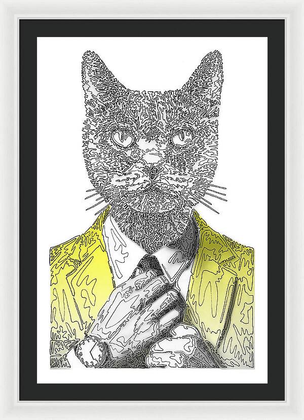 YELLOW Cool Cat - Framed Print