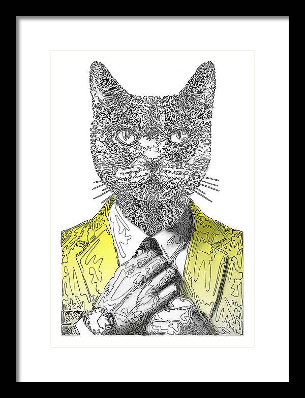 YELLOW Cool Cat - Framed Print