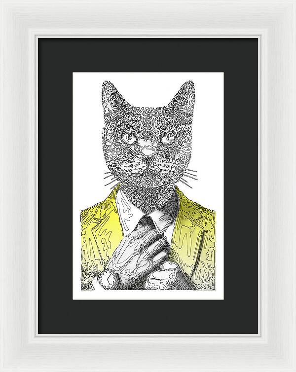 YELLOW Cool Cat - Framed Print