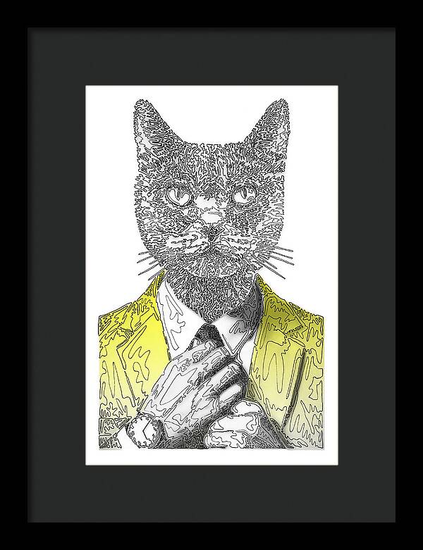 YELLOW Cool Cat - Framed Print