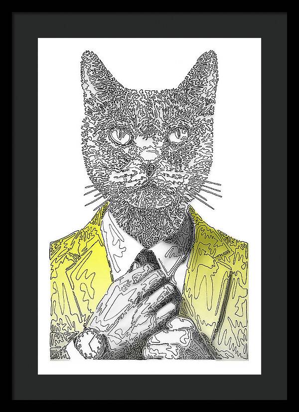YELLOW Cool Cat - Framed Print