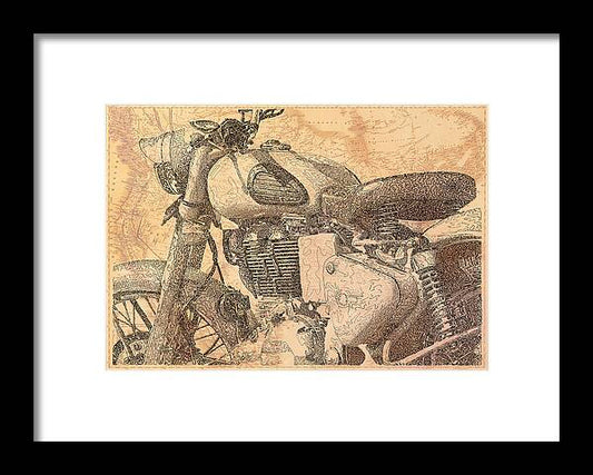 Travelogue - Royal Enfield - Framed Print