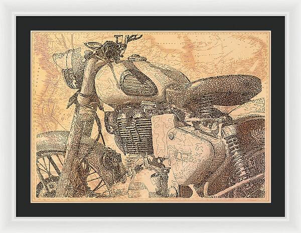 Travelogue - Royal Enfield - Framed Print