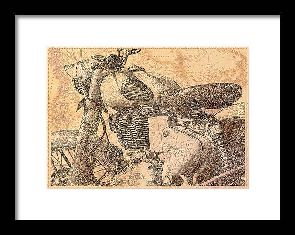 Travelogue - Royal Enfield - Framed Print